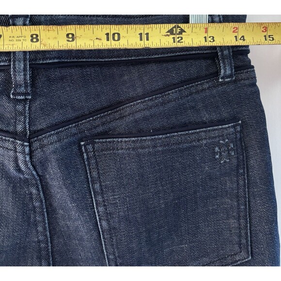 TORY BURCH Jeans Womens Sz 28 Blue Denim Cropped, Piped‎ Jean Frayed Bottoms - Picture 9 of 10